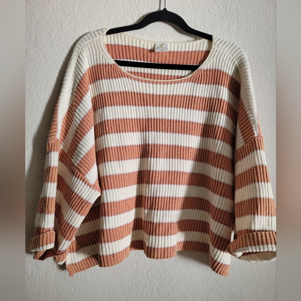 By together anthropologie cropped striped sweater | size m
